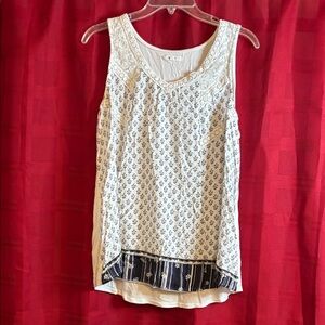 Maurices White and Navy Patterned Tank Top
